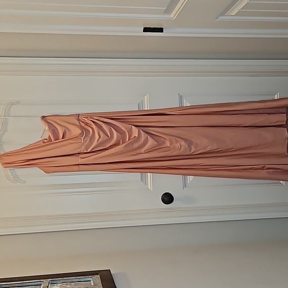 *NWT* Cynthia & Sahar One Shoulder Asymmetrical Cowl Back Satin Mermaid Dress - Picture 4 of 14